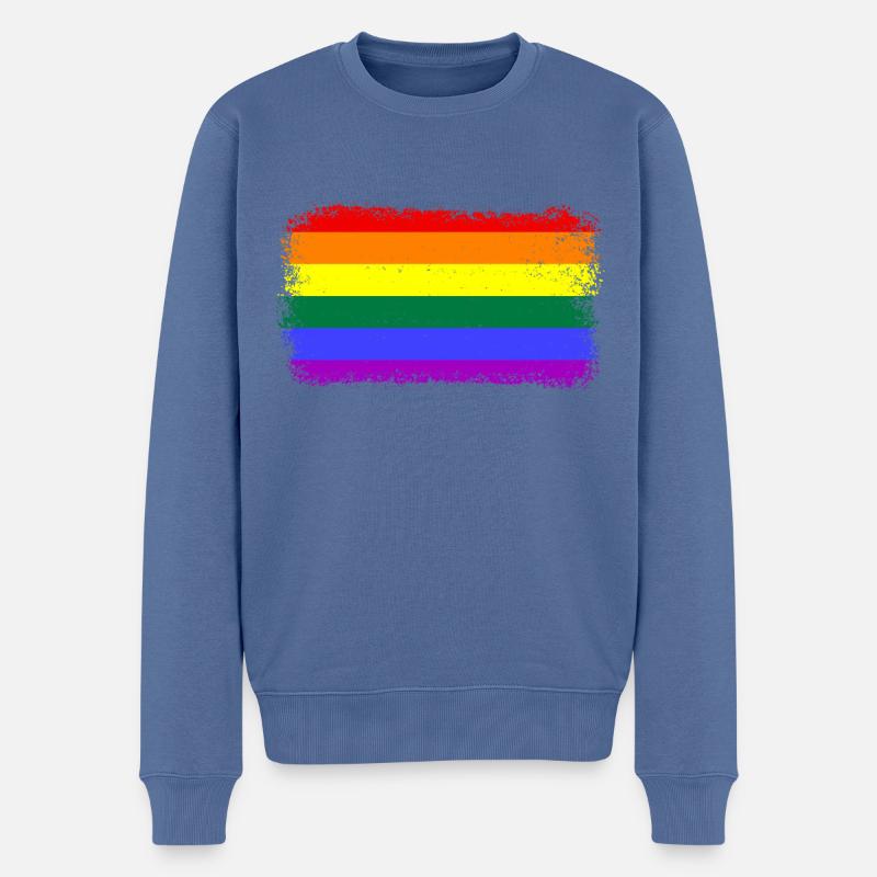 Pride, LGBTQ, cooles Regenbogen Design - Männer Premium Bio Pullover - Taubenblau
