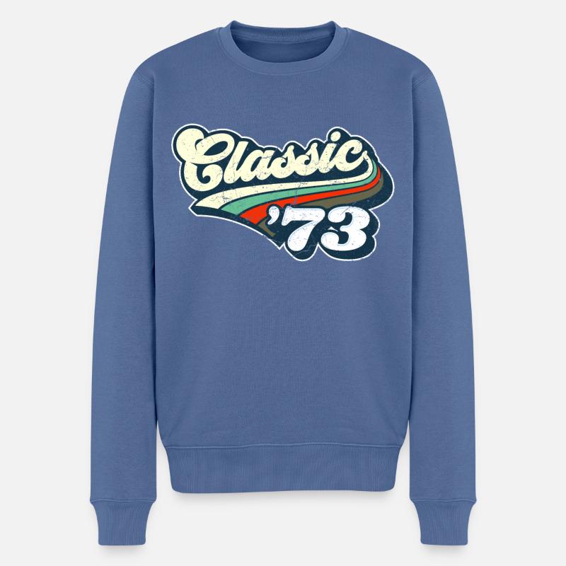 Classic `73 - Männer Premium Bio Pullover - Taubenblau