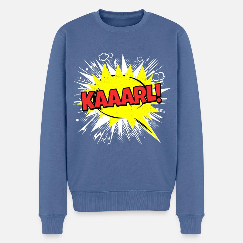 Karl Name Lustige Sprechblase Kaaarl! - Männer Premium Bio Pullover - Taubenblau