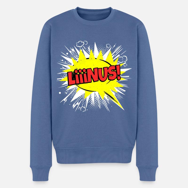 Linus Nom Drôle Bulle de Discours Liiinus ! - Pull Premium bio Homme - bleu pigeon