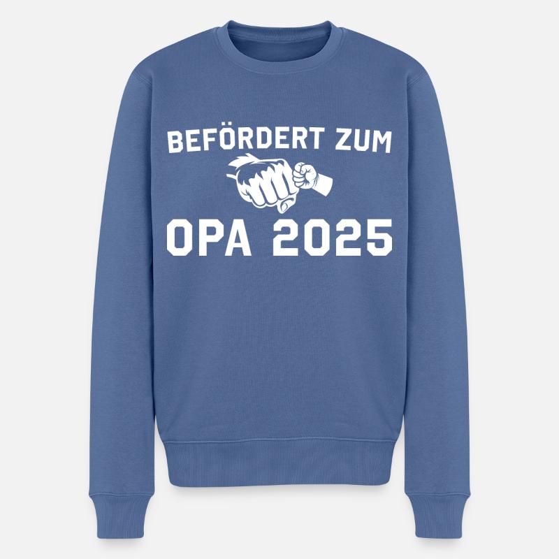Werdender Opa 2025 Schwangerschaftsverkündung - Männer Premium Bio Pullover - Taubenblau