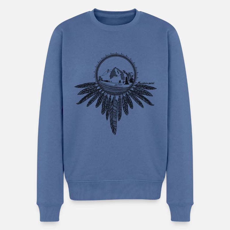 Berggeist Traumfänger - Männer Premium Bio Pullover - Taubenblau