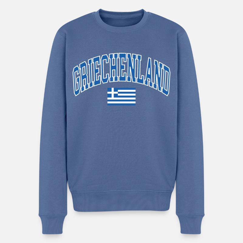 Griechenland - Männer Premium Bio Pullover - Taubenblau