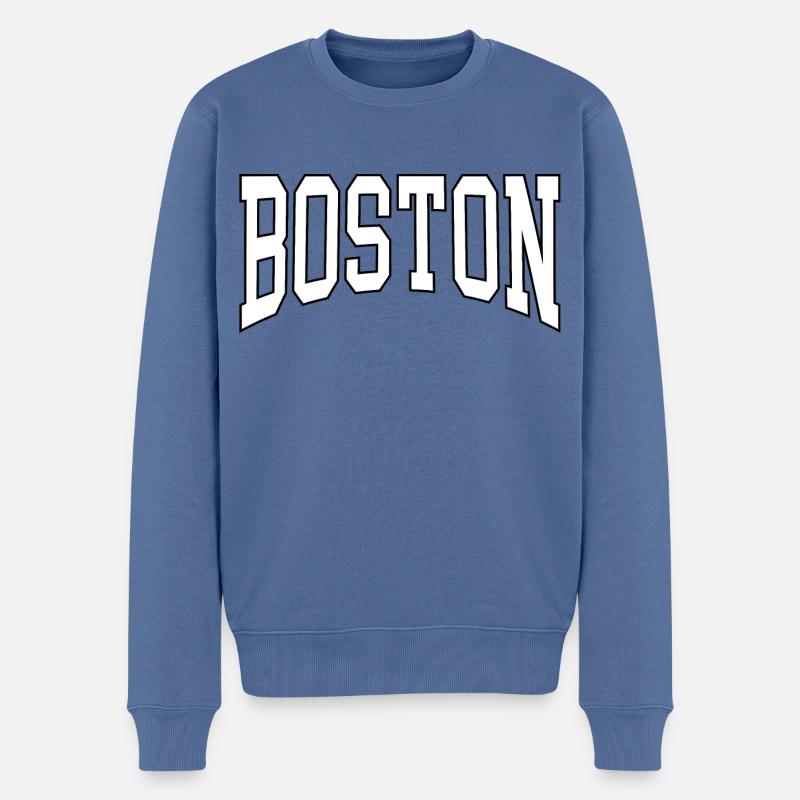 Boston - Männer Premium Bio Pullover - Taubenblau