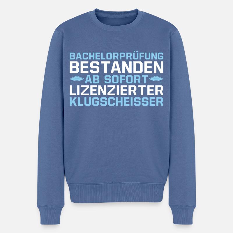 Bachelorprüfung Spruch Bachelor Abschluss Geschenk - Männer Premium Bio Pullover - Taubenblau