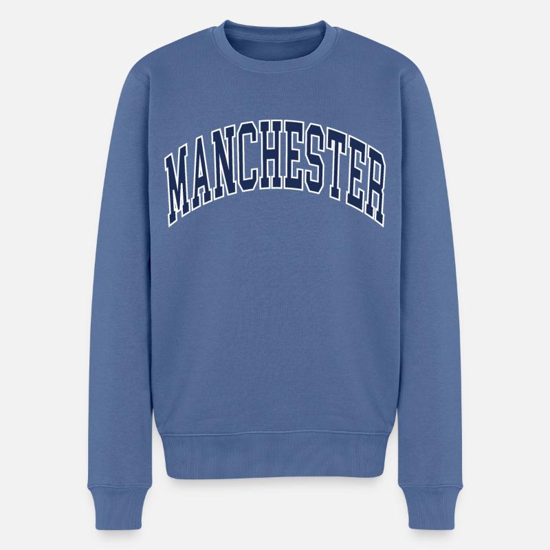 Manchester - Männer Premium Bio Pullover - Taubenblau