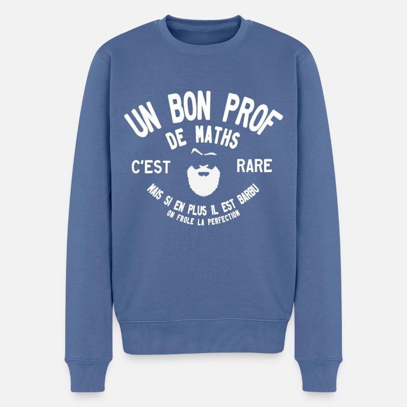 Un bon prof de maths barbu c est rare - Pull Premium bio Homme - bleu pigeon