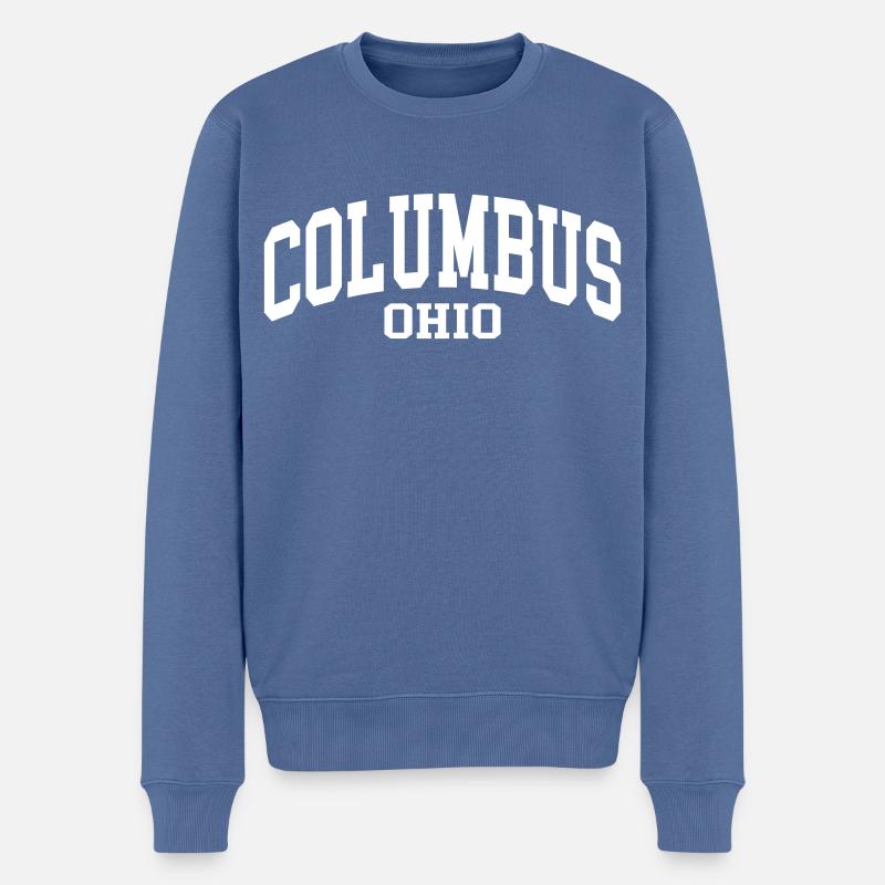 Columbus - Männer Premium Bio Pullover - Taubenblau