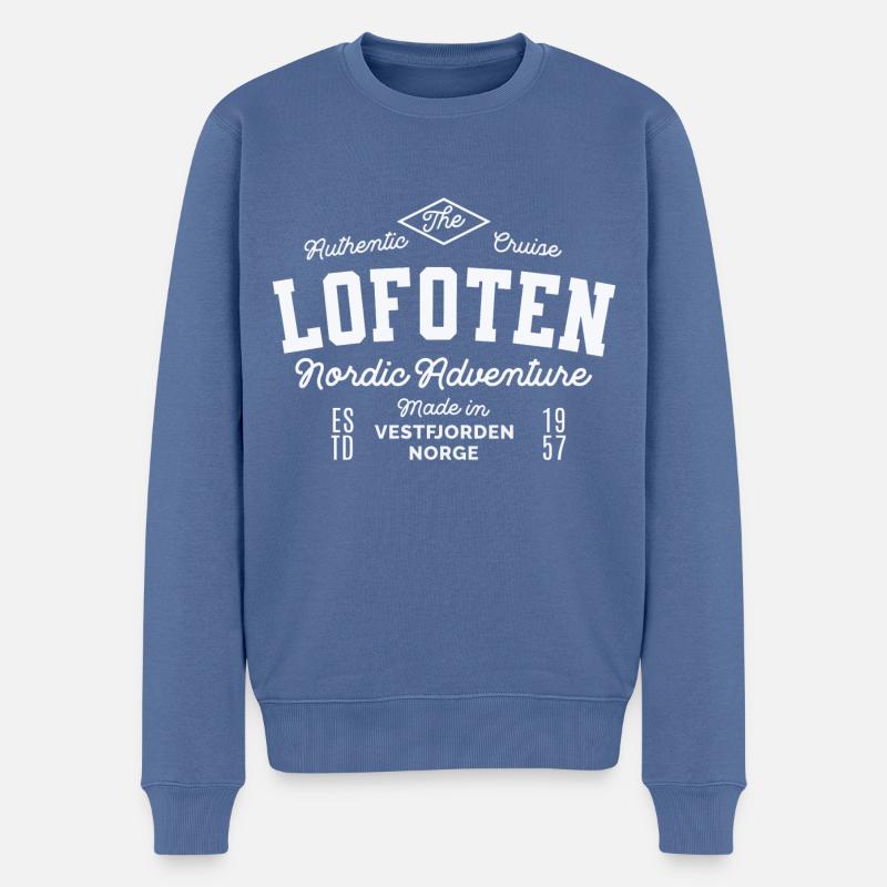 Lofoten Nordic Abenteuer - Männer Premium Bio Pullover - Taubenblau