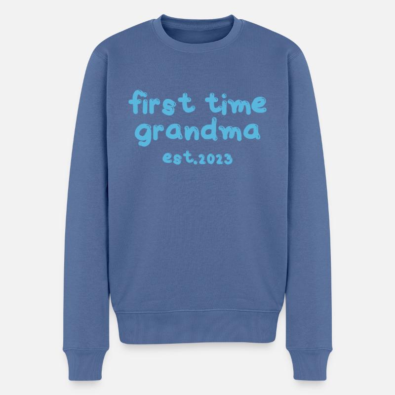 Oma zum ersten Mal - Männer Premium Bio Pullover - Taubenblau