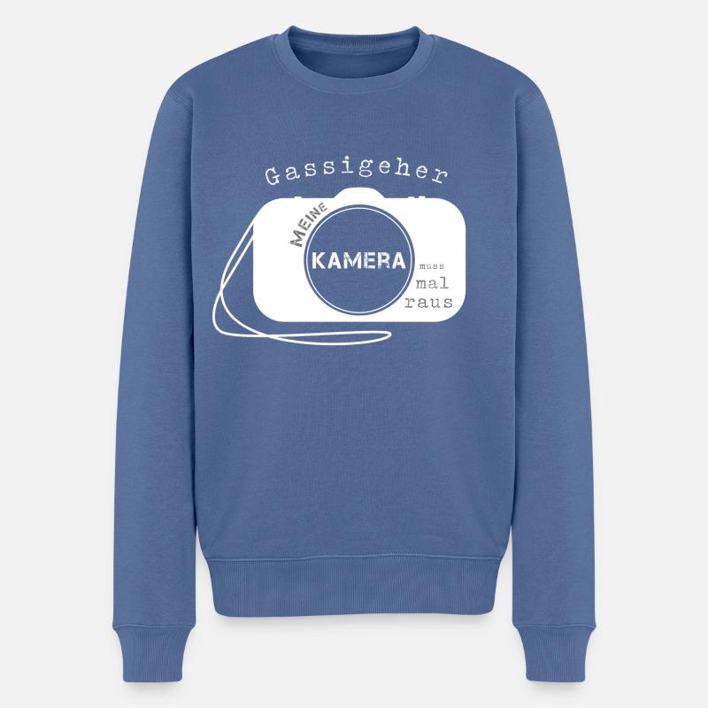 Fotograf fotografieren - Männer Premium Bio Pullover - Taubenblau
