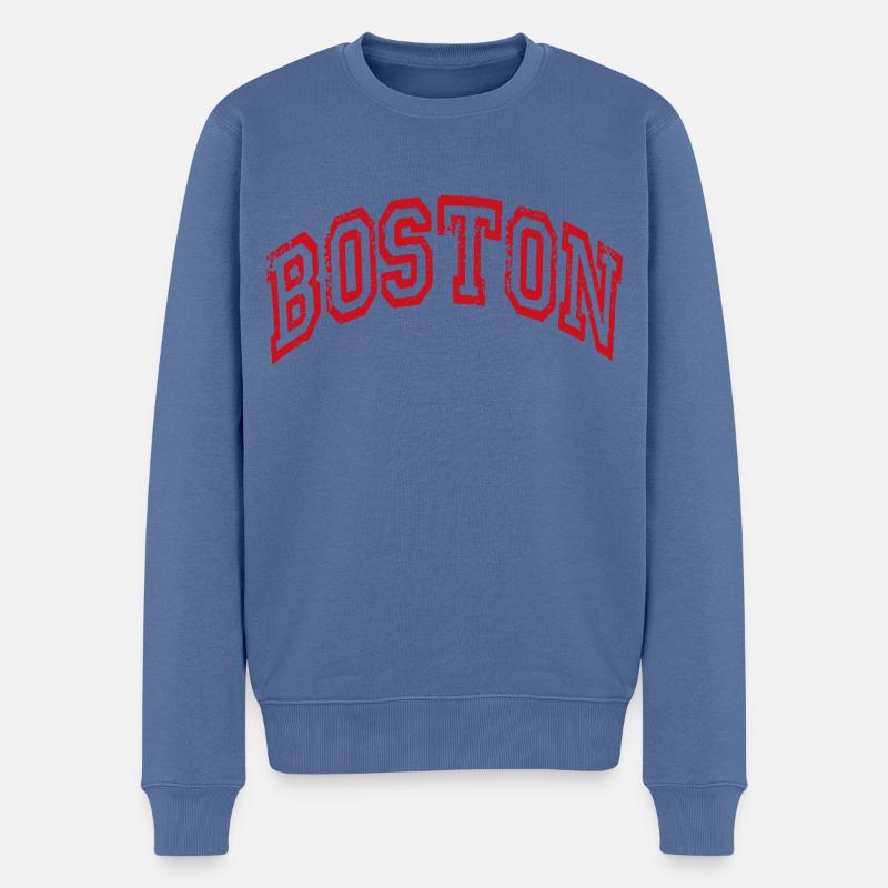 Boston - Männer Premium Bio Pullover - Taubenblau