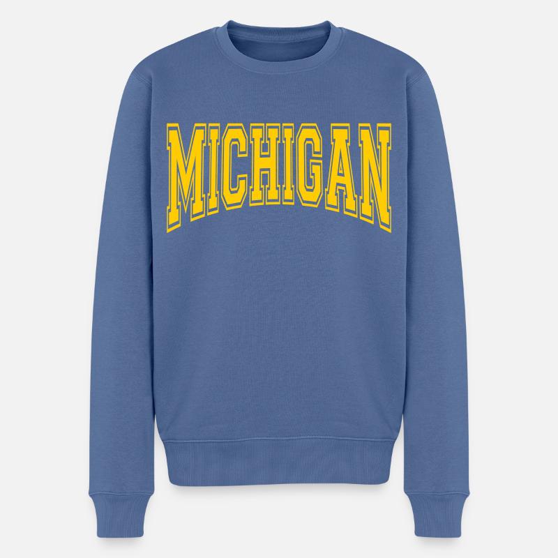 Michigan - Männer Premium Bio Pullover - Taubenblau