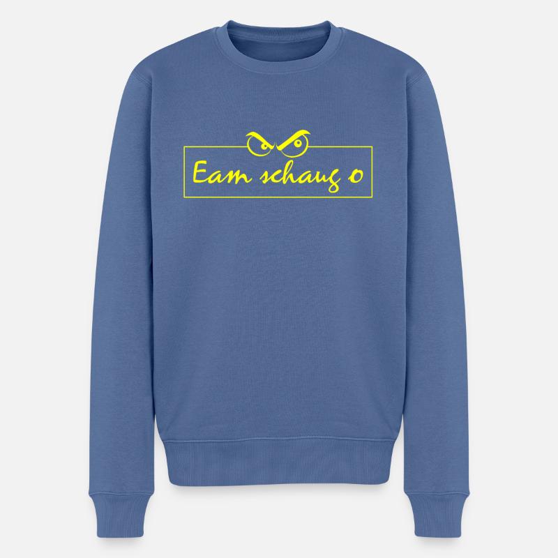 Eam schaug o - Männer Premium Bio Pullover - Taubenblau