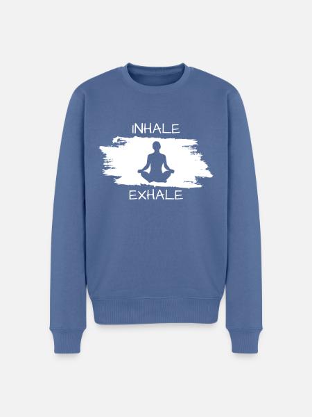 Yoga Namaste Inhale Exhale - Männer Premium Bio Pullover - Taubenblau