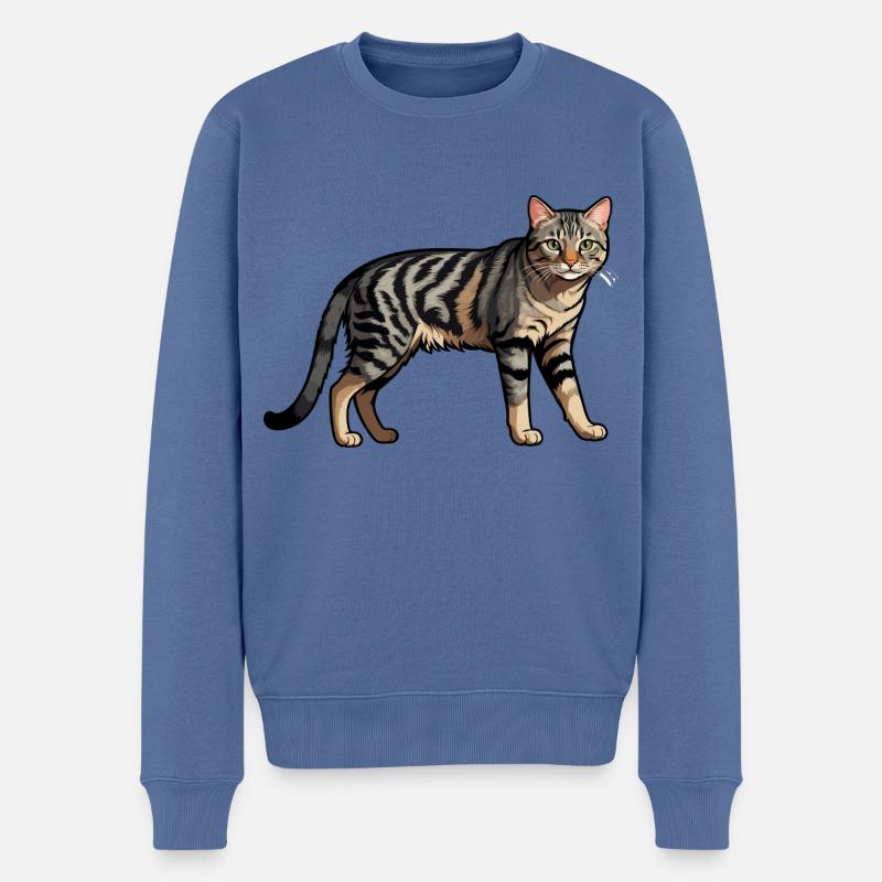 Chat domestique - Autocollant d’animal mignon - Pull Premium bio Homme - bleu pigeon