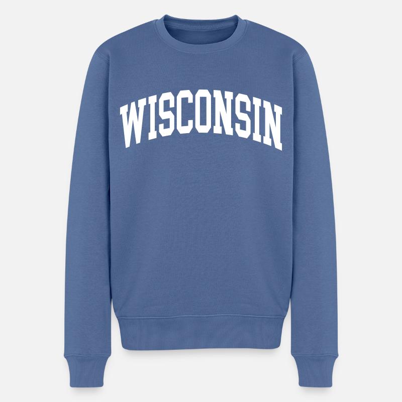 Wisconsin - Männer Premium Bio Pullover - Taubenblau