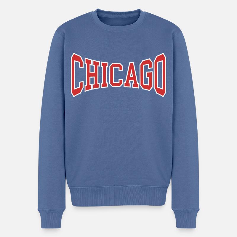 Chicago - Männer Premium Bio Pullover - Taubenblau