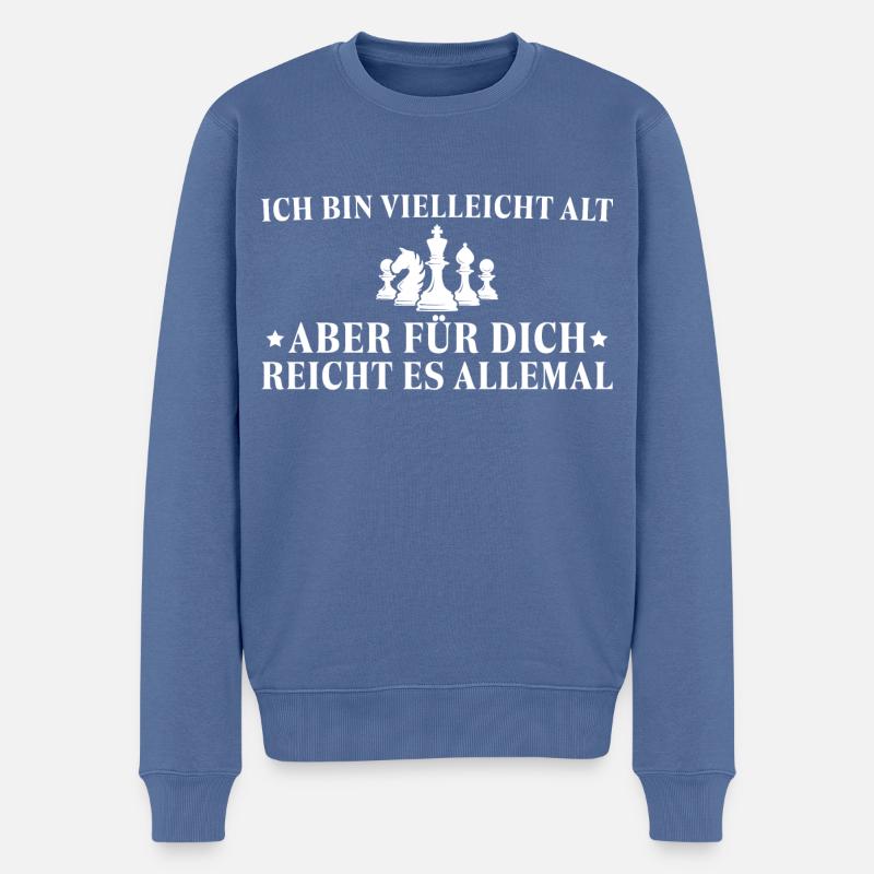 Schach Spieler Ich bin vielleicht alt - Männer Premium Bio Pullover - Taubenblau