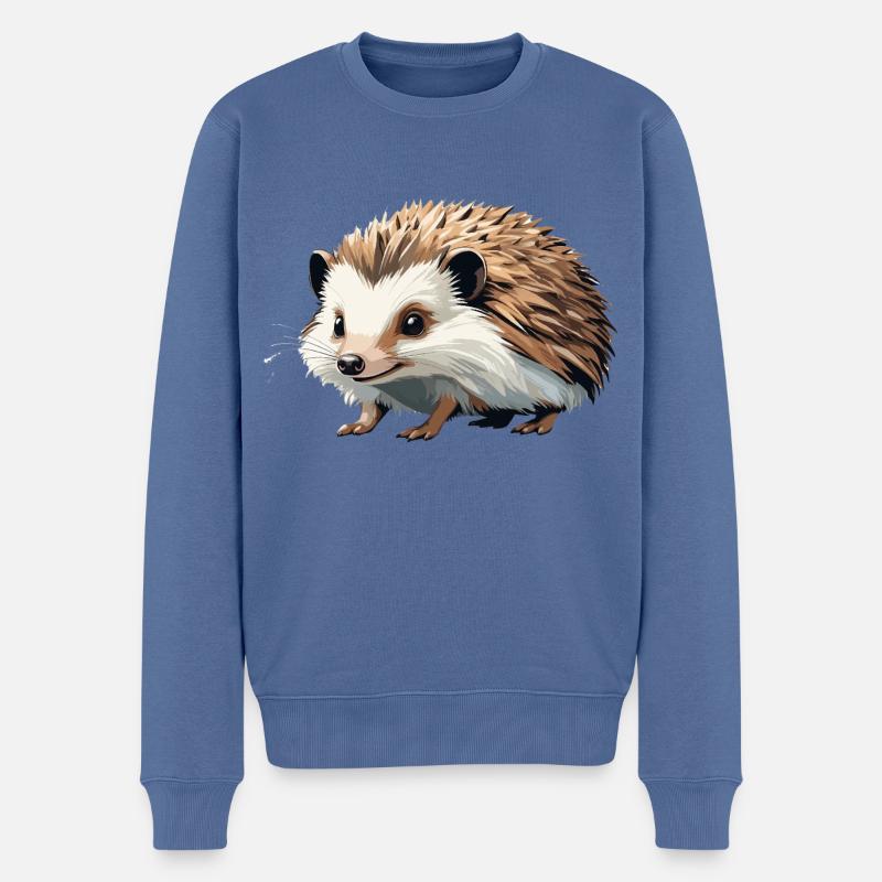 Igel - Süßer Tier Sticker - Männer Premium Bio Pullover - Taubenblau