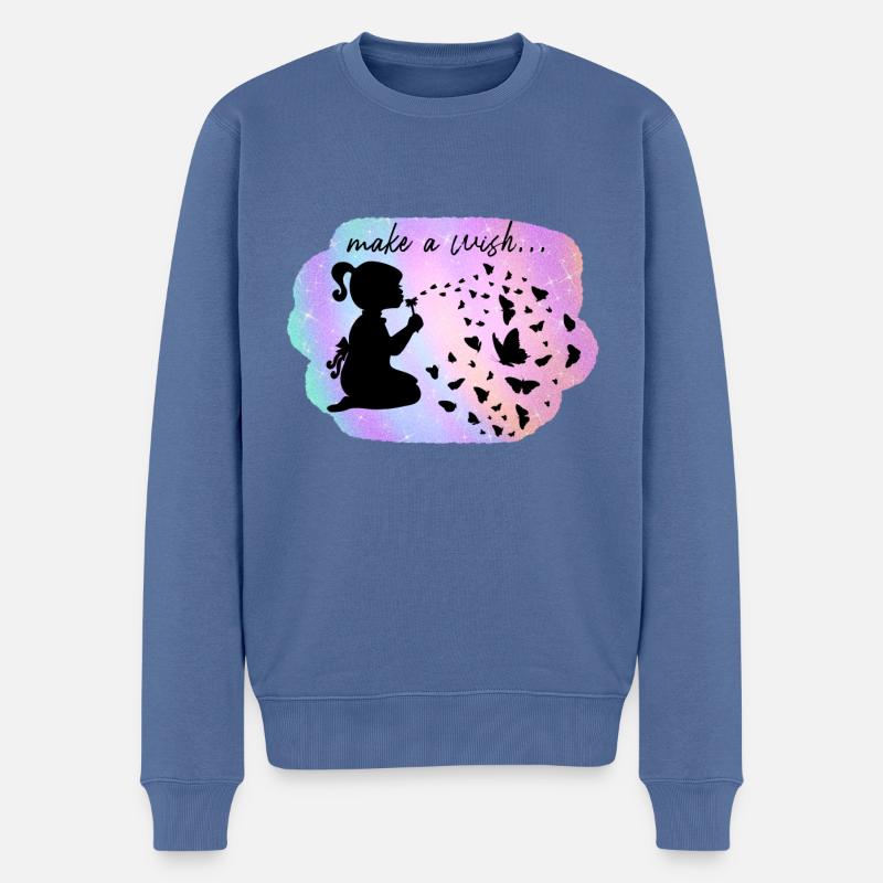 Makeawish - Männer Premium Bio Pullover - Taubenblau
