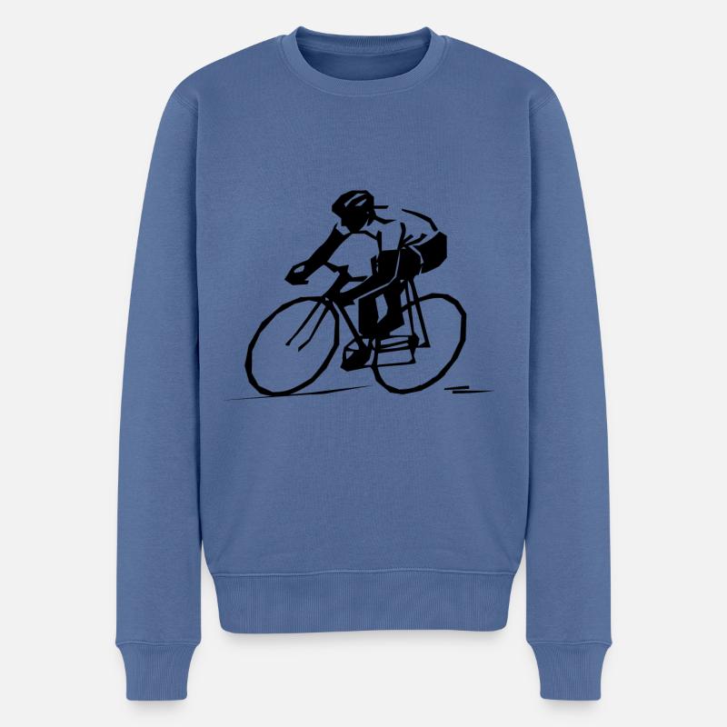 Radfahrer auf stilisiertem Rennrad Geschenkidee - Männer Premium Bio Pullover - Taubenblau