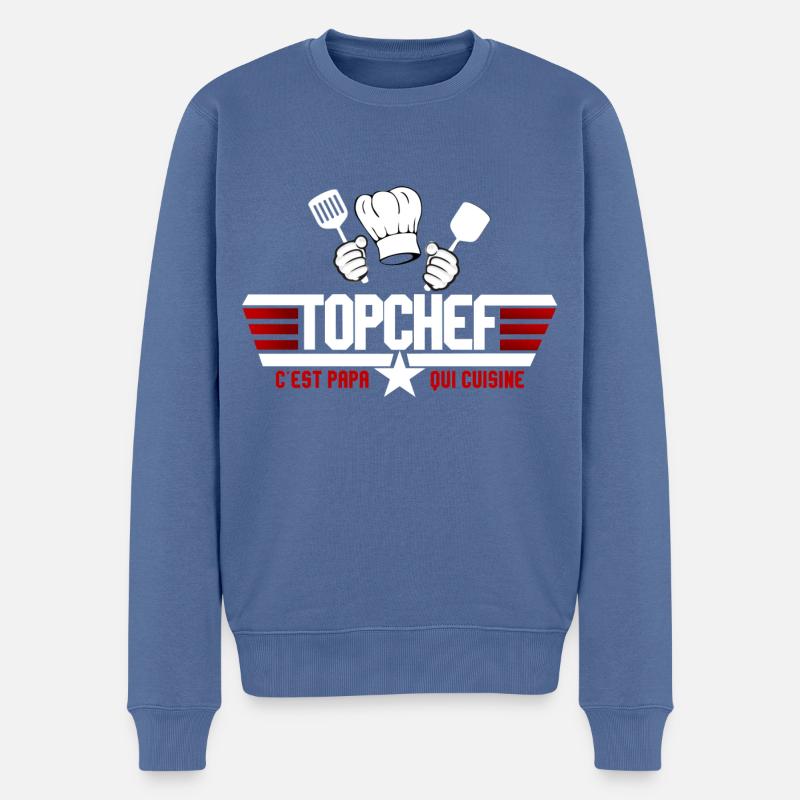 C est Papa qui Cuisine - Pull Premium bio Homme - bleu pigeon