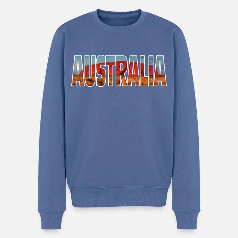 Australia - Männer Premium Bio Pullover - Taubenblau