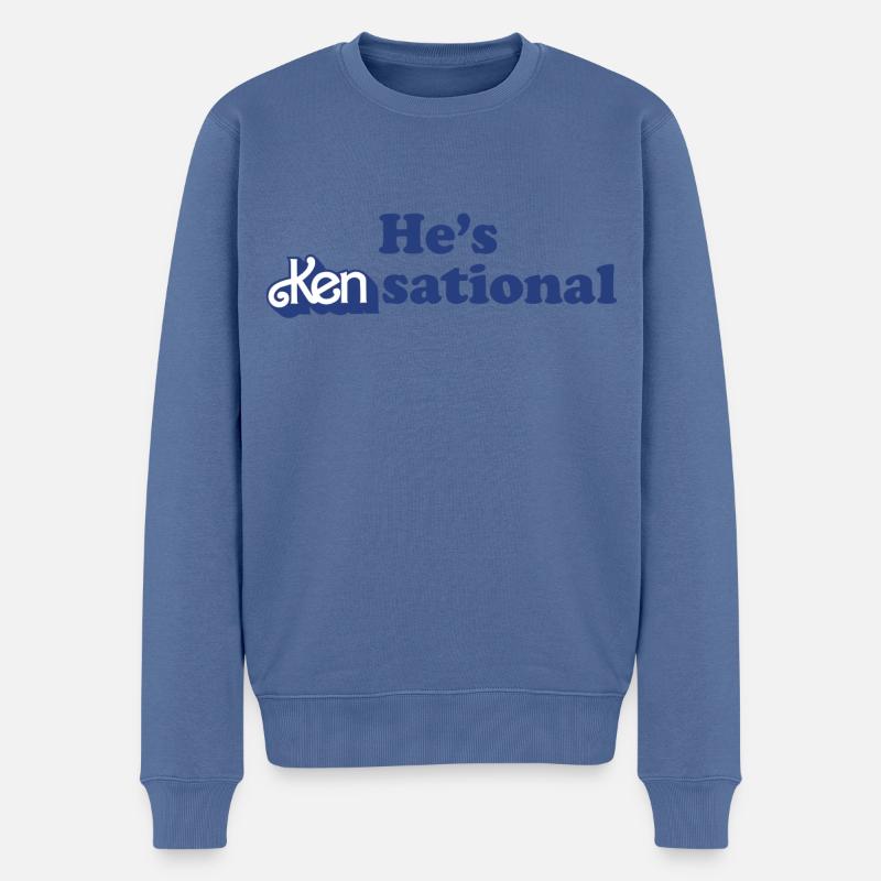 Ken Design Lustiger Spruch He's Kensational - Männer Premium Bio Pullover - Taubenblau