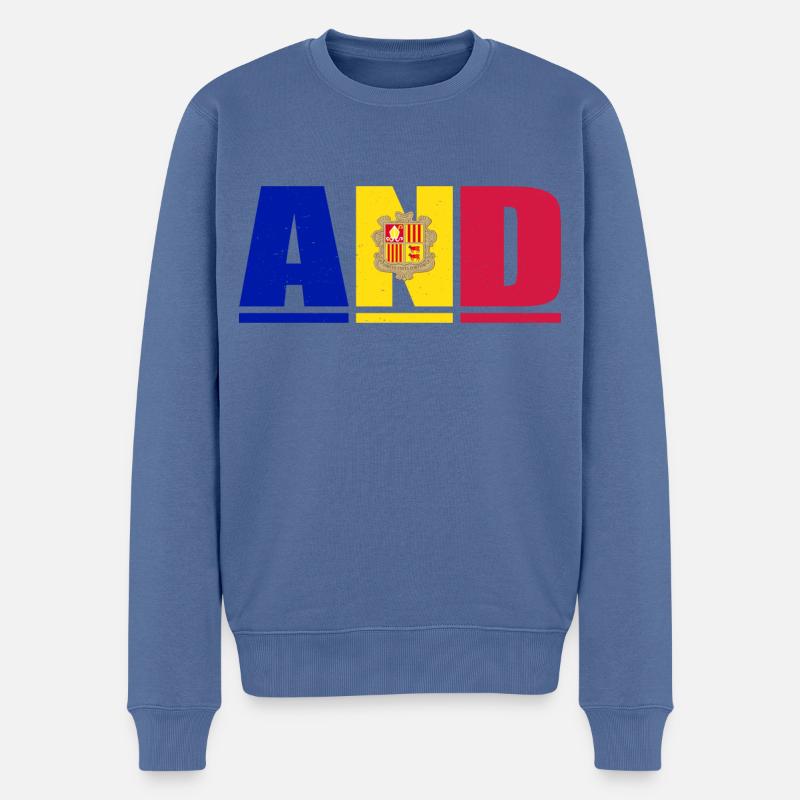 Andorra Grafik - Männer Premium Bio Pullover - Taubenblau