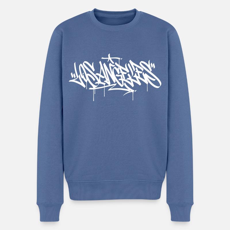 Los Angeles Graffiti - Männer Premium Bio Pullover - Taubenblau