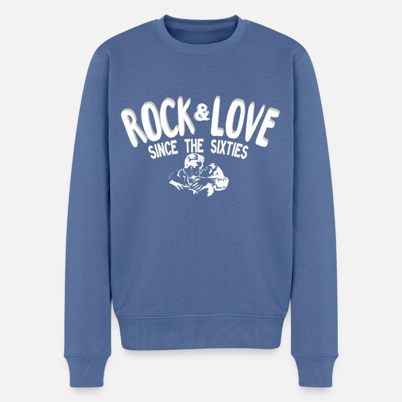 Rock Love seit den sechziger Jahren - Männer Premium Bio Pullover - Taubenblau