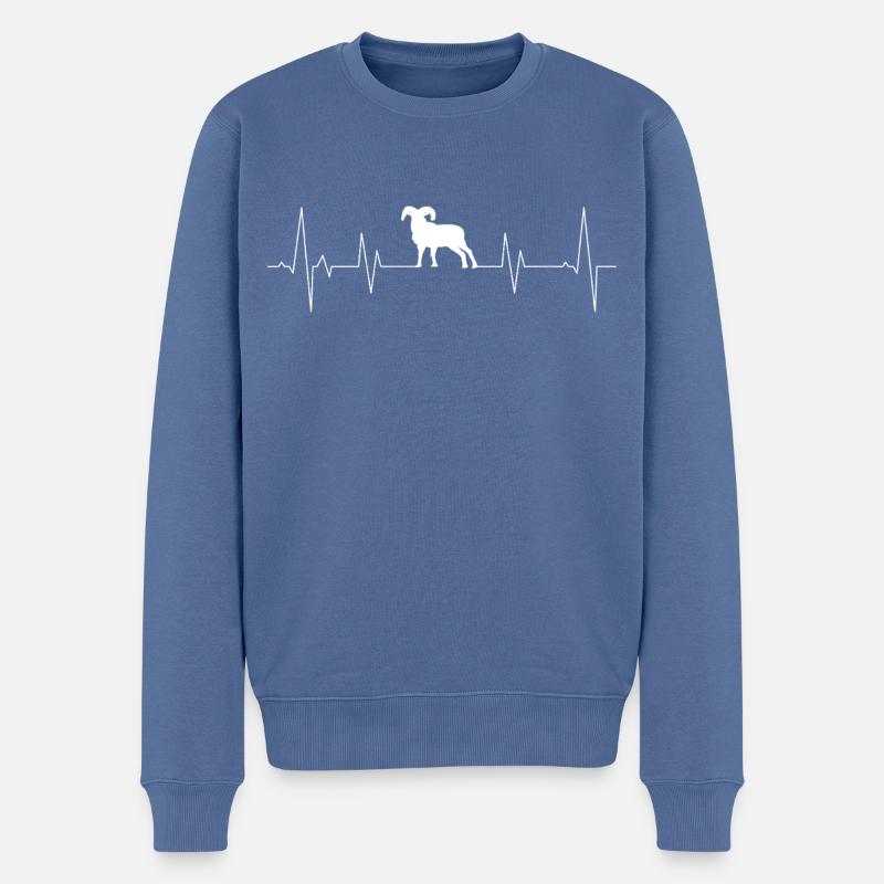 Widder Herzschlag - Männer Premium Bio Pullover - Taubenblau