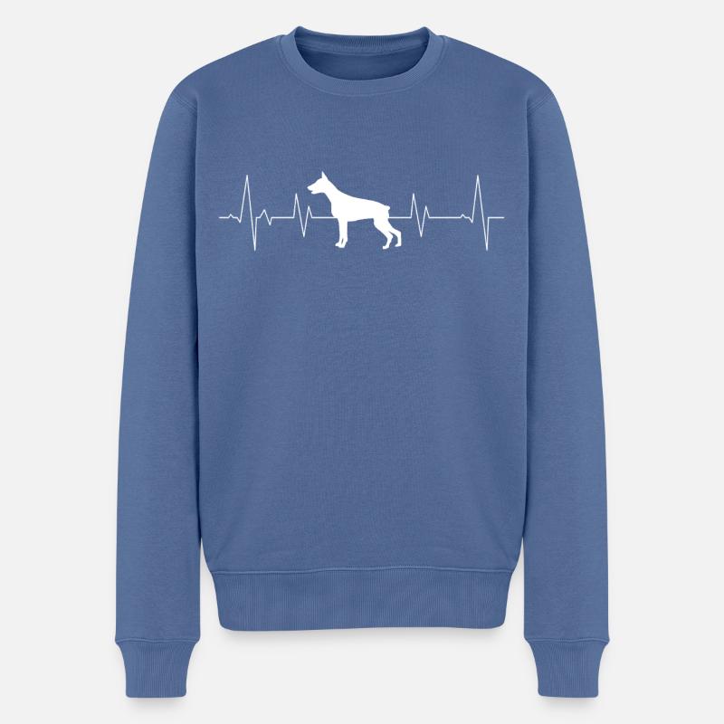 Dobermann Herzschlag - Männer Premium Bio Pullover - Taubenblau