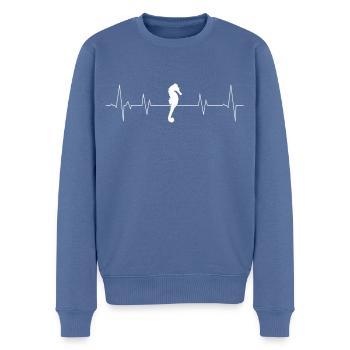 Cœur d’hippocampe blanc - Pull Premium bio Homme - bleu pigeon - Devant - Nico (187cm)