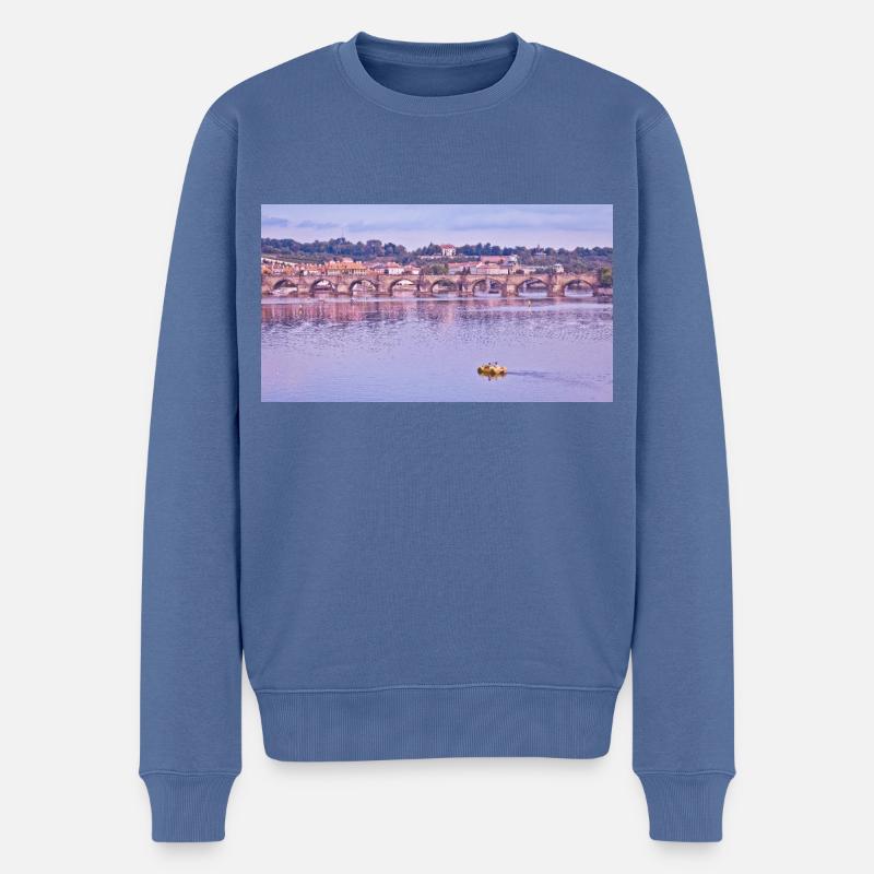 Prag Praha - Männer Premium Bio Pullover - Taubenblau