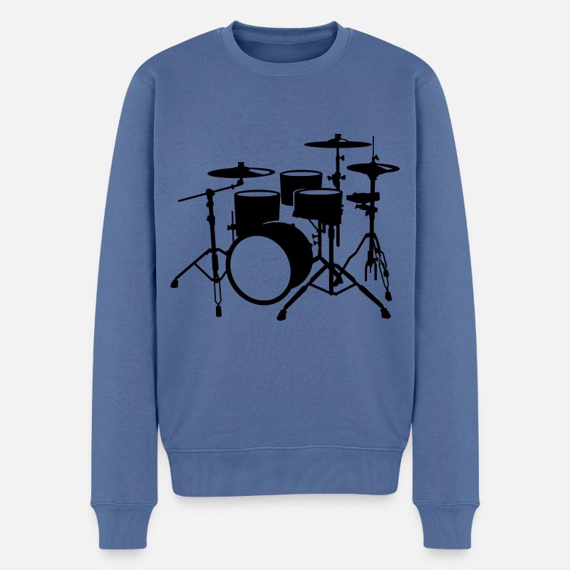 Percussion - Pull Premium bio Homme - bleu pigeon