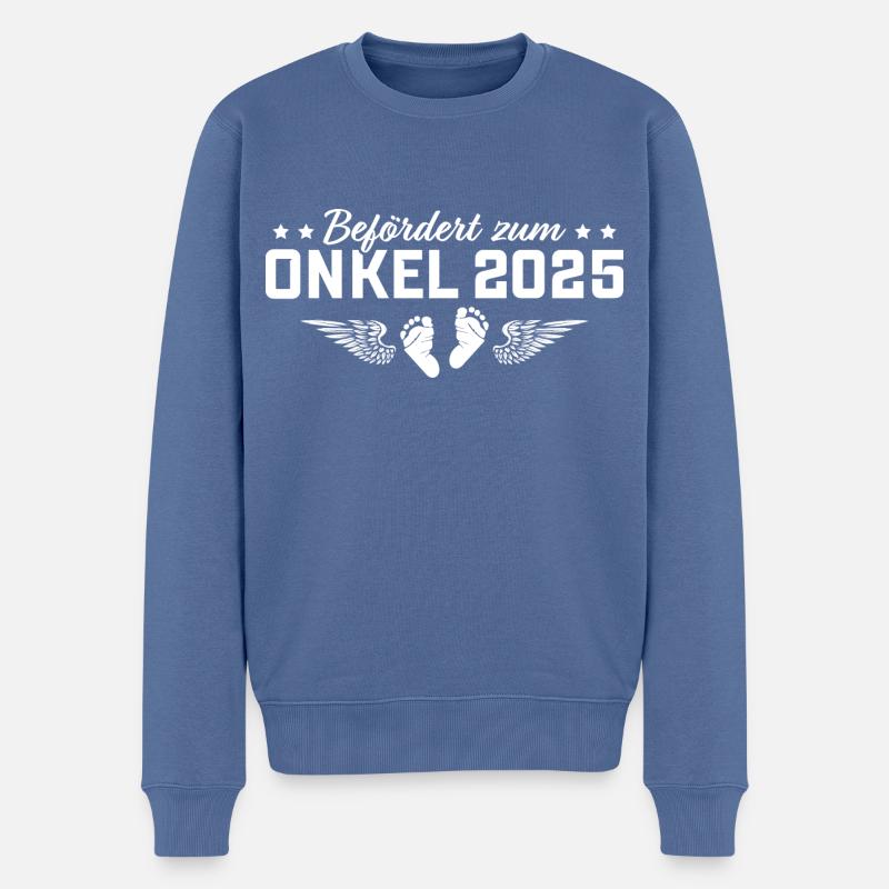 Befördert zum Onkel 2025 Babyparty - Männer Premium Bio Pullover - Taubenblau