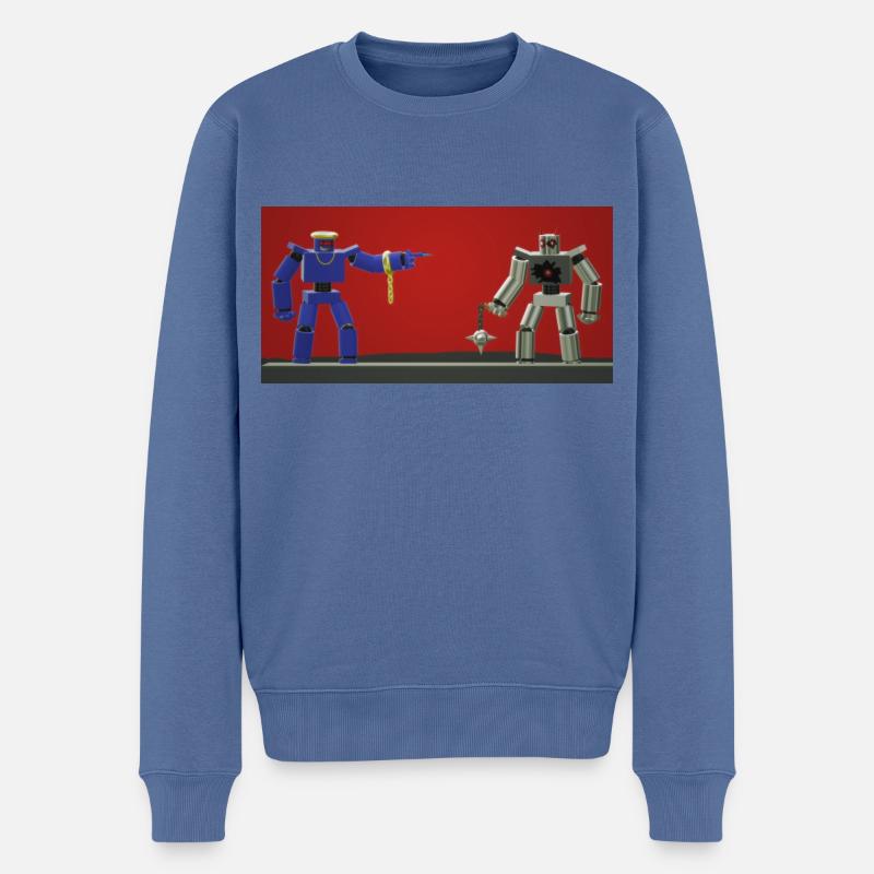 Robots argentés et bleus - Pull Premium bio Homme - bleu pigeon