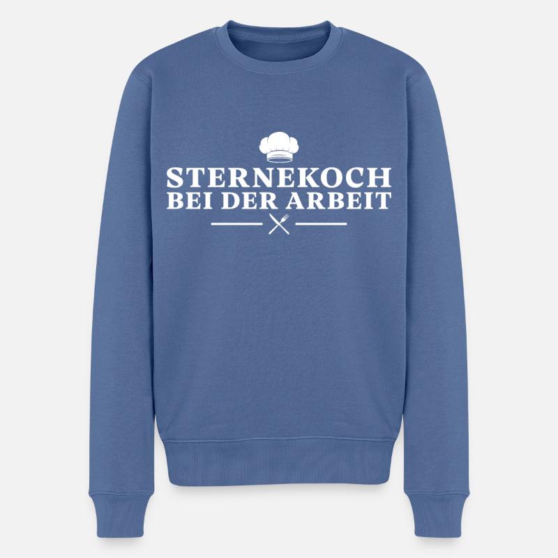 Sternekoch bei der Arbeit Koch - Männer Premium Bio Pullover - Taubenblau