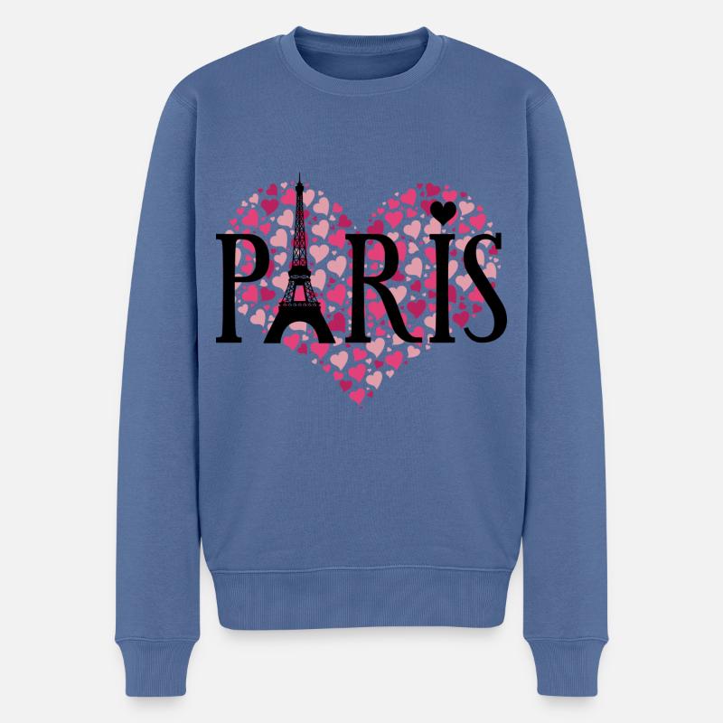 ICH LIEBE PARIS - Männer Premium Bio Pullover - Taubenblau