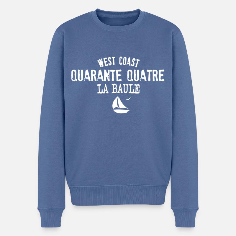 Vierundvierzig La Baule - Männer Premium Bio Pullover - Taubenblau