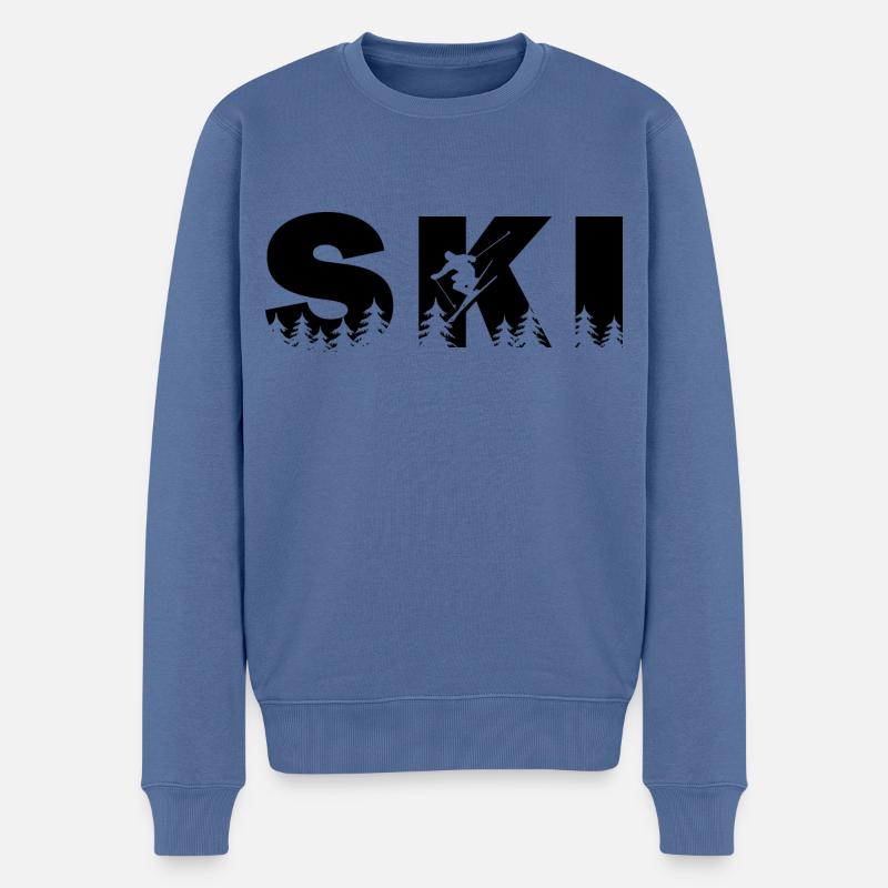 Ski. Ski-Wintersport - Männer Premium Bio Pullover - Taubenblau