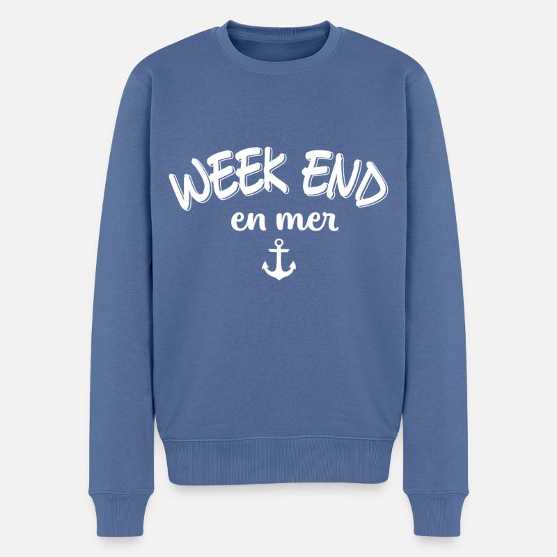 week end en mer - Pull Premium bio Homme - bleu pigeon