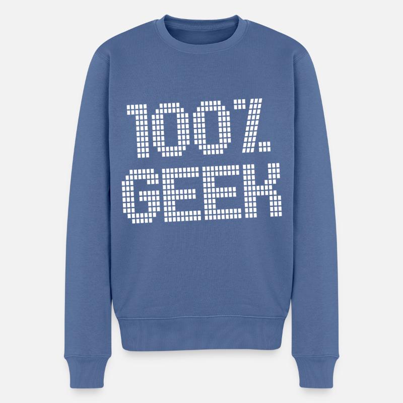 100% Geek! Hundertprozentiger Geek - Männer Premium Bio Pullover - Taubenblau