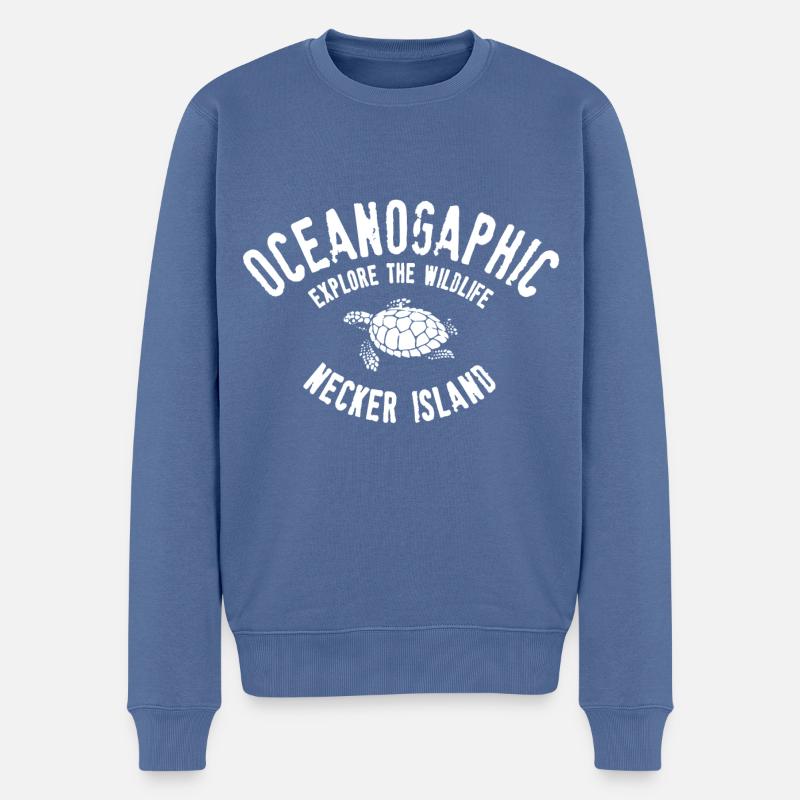 Oceanographic Necker Island - Pull Premium bio Homme - bleu pigeon