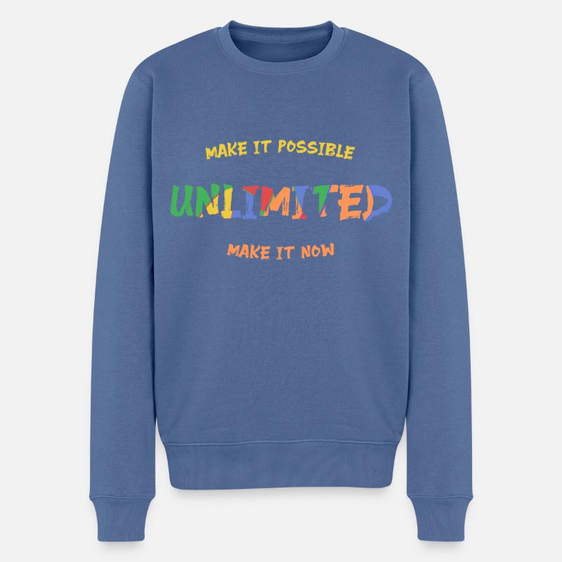 UNLIMITED - Make It Possible - Make It Now - Mut - Männer Premium Bio Pullover - Taubenblau