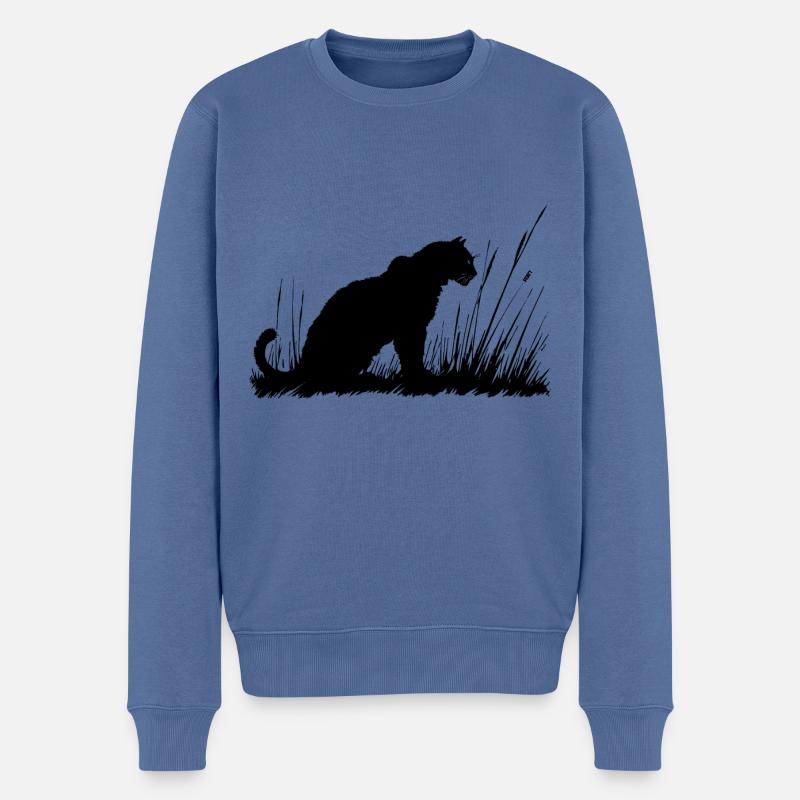 Cheetah Silhouette - Männer Premium Bio Pullover - Taubenblau