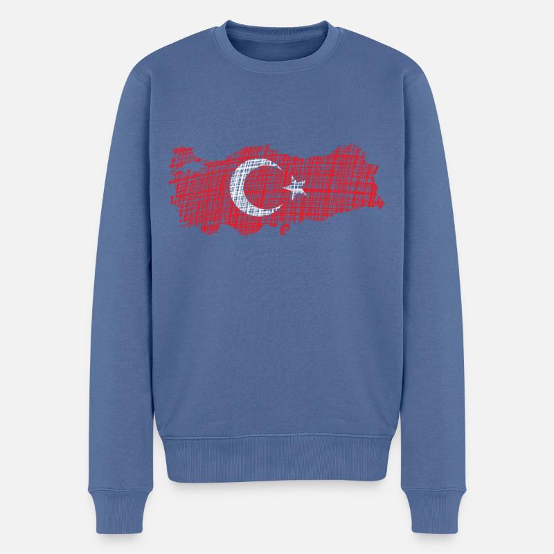 Türkei - Männer Premium Bio Pullover - Taubenblau