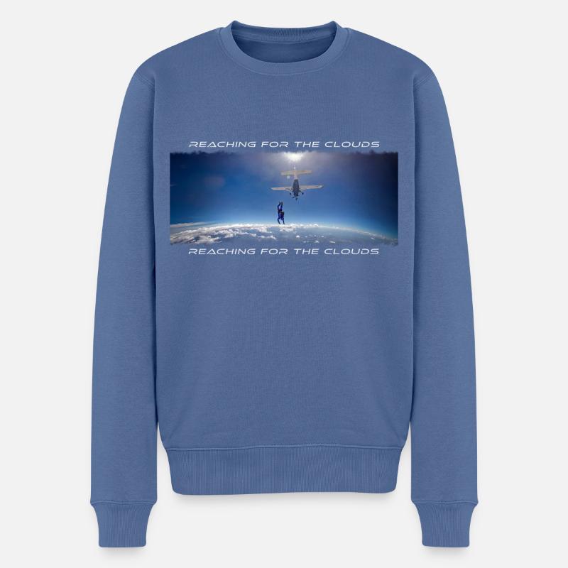 Atteindre les nuages Chemise de conception de parachutisme - Pull Premium bio Homme - bleu pigeon